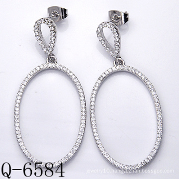 Sterling Silver Micro Pave Hoop Earrings (Q-6584)